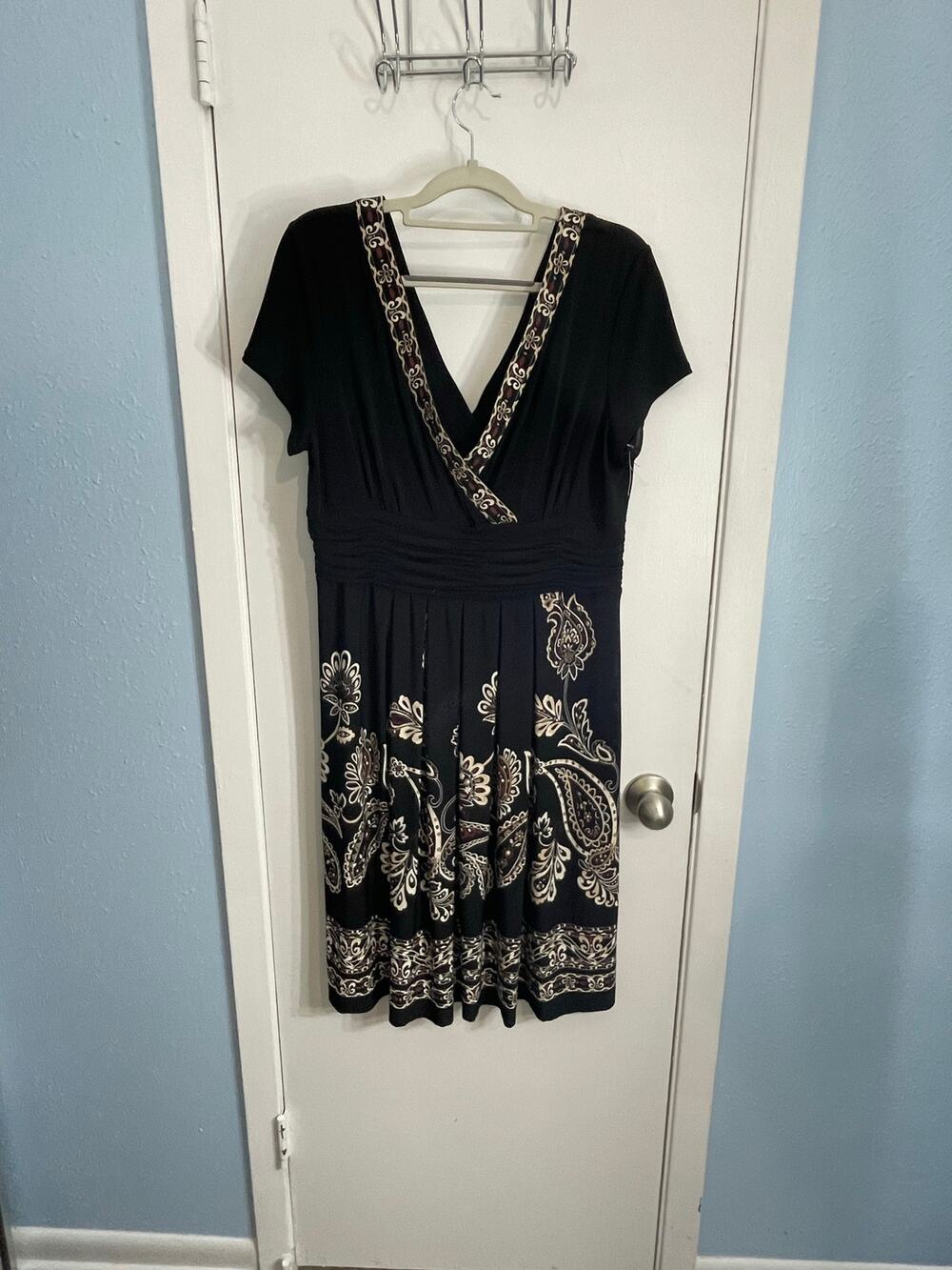 Y2K Studio I Dress Plus Size 16P Black Faux Wrap Floral Paisley Gilmore Girls